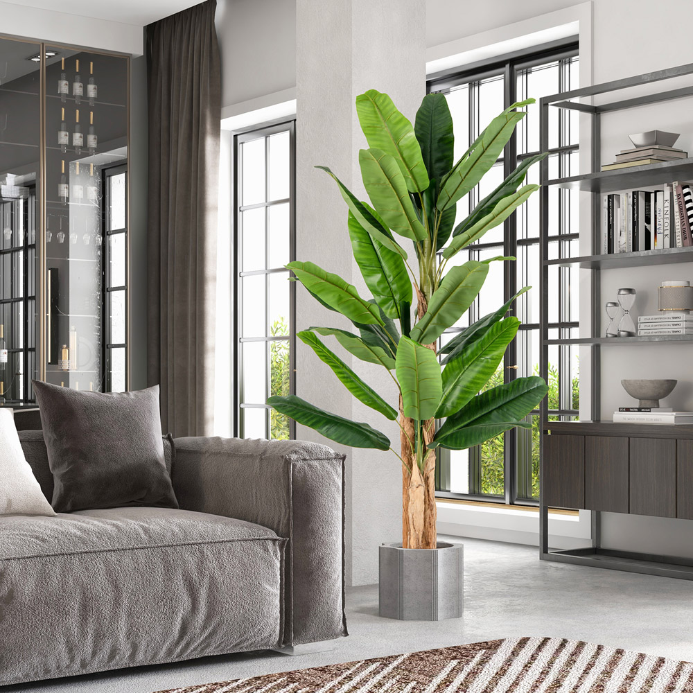 Costway Banana Tree Artificial Plant In Pot 6.4ft Image 3
