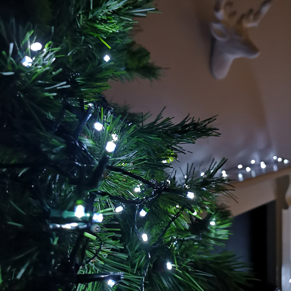 Premier SupaBrights 200 Cool White LED Multi-Function Green String Light 16m Image 2