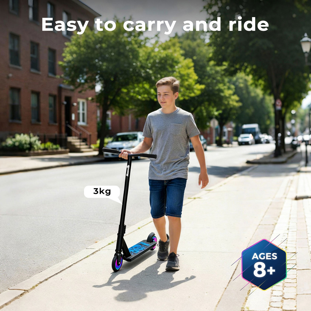 Monvelo Black and Blue Kids Adult Freestyle Stunt Scooter Image 4
