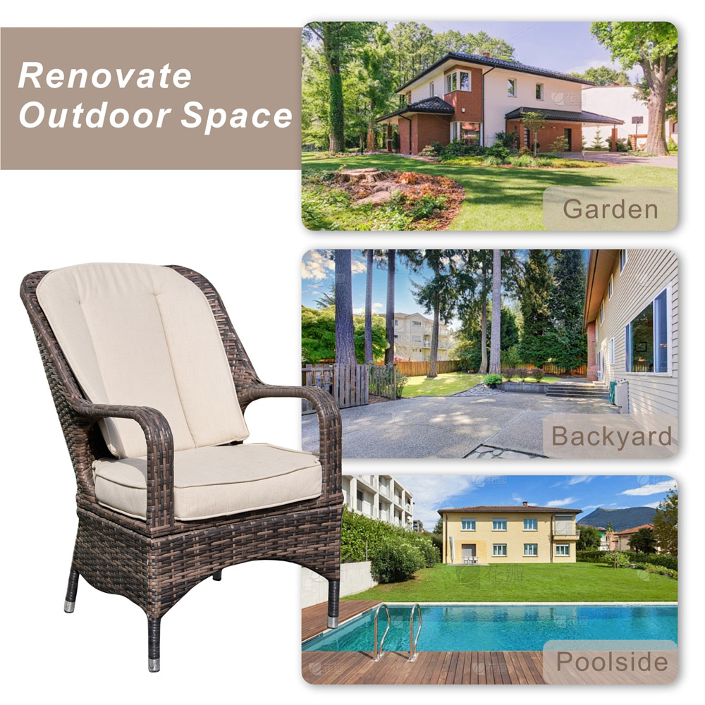 Direct Wicker Set of 2 Brown PE Rattan Outdoor Dining Chairs Image 7
