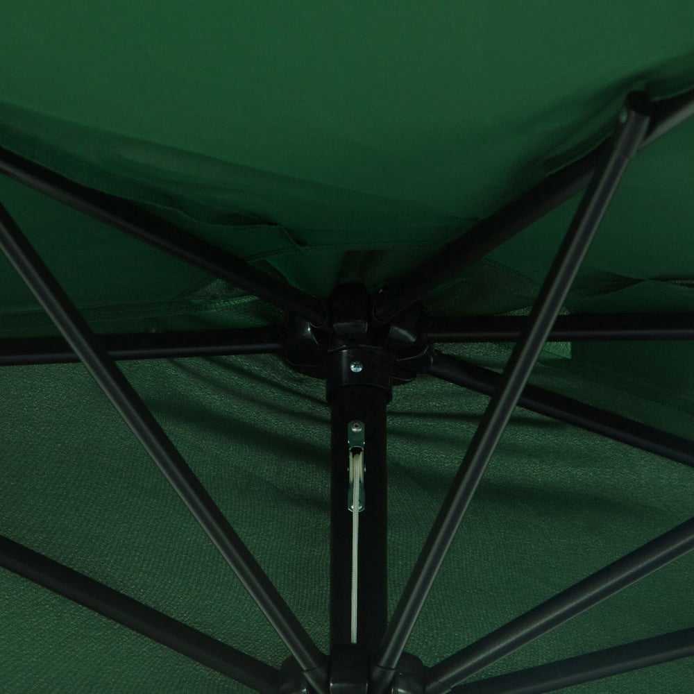 Outsunny Green Crank Handle Half Round Parasol 3m Image 3