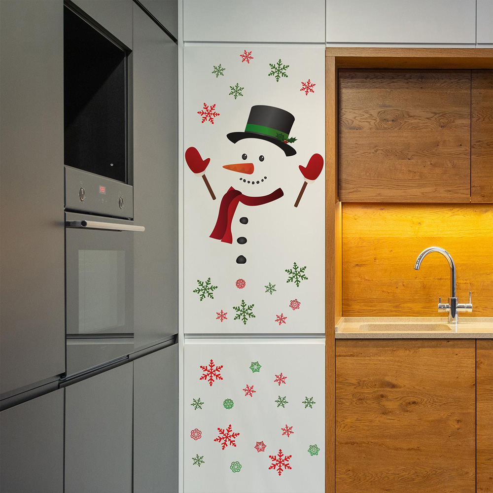 Walplus Happy Snowman with Colourful Snowflakes Self Adhesive Christmas Wall Stickers 43 Piece Image 2