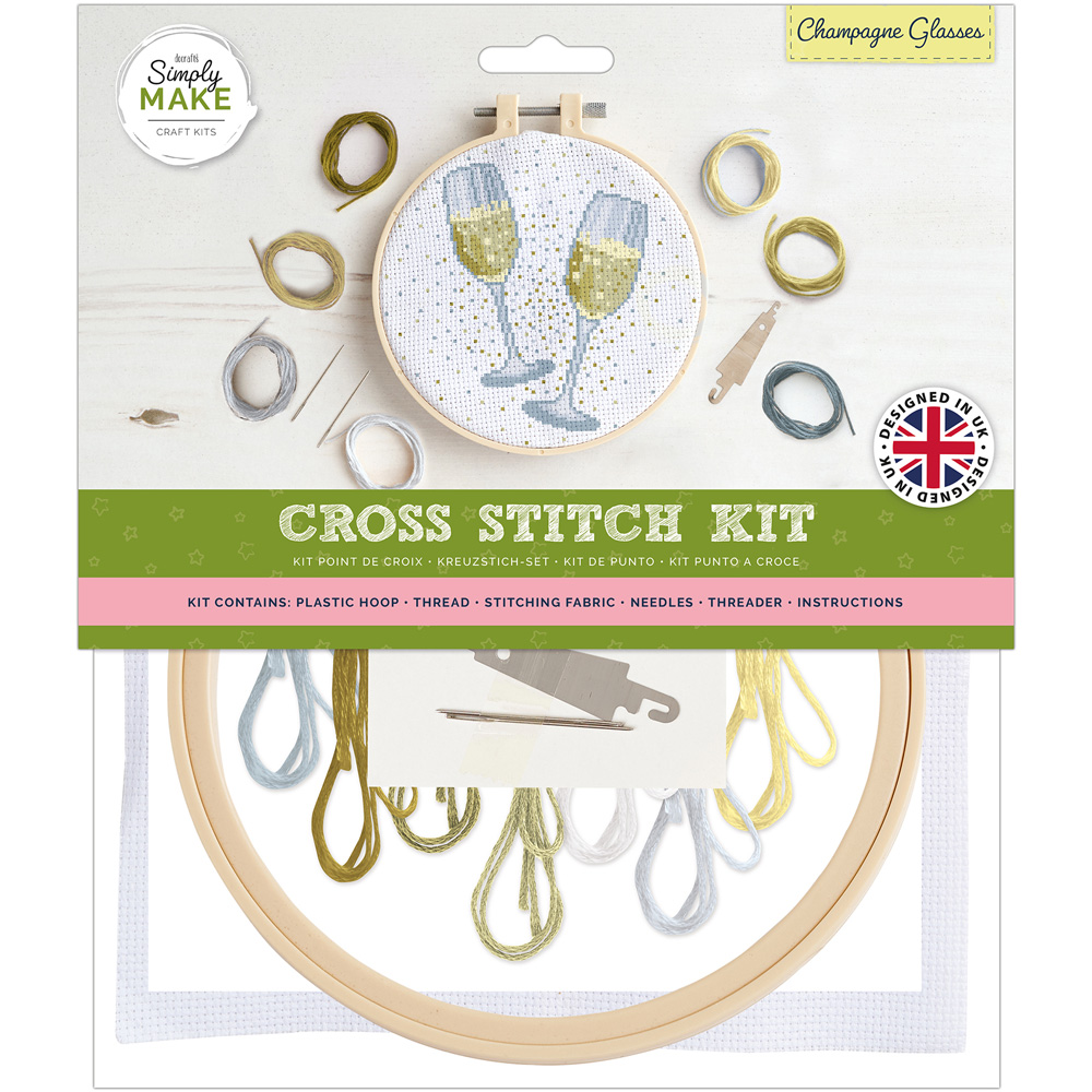Simply Make Champagne Glasses Cross Stitch Craft Kit Image 1