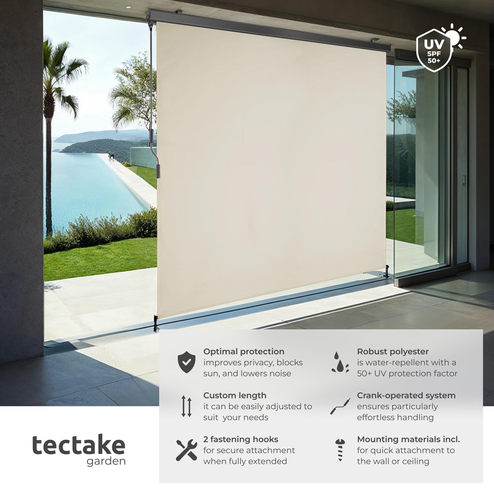 tectake Eloise Beige Vertical Awning with 2 Wall Brackets 2 x 2.5m Image 6