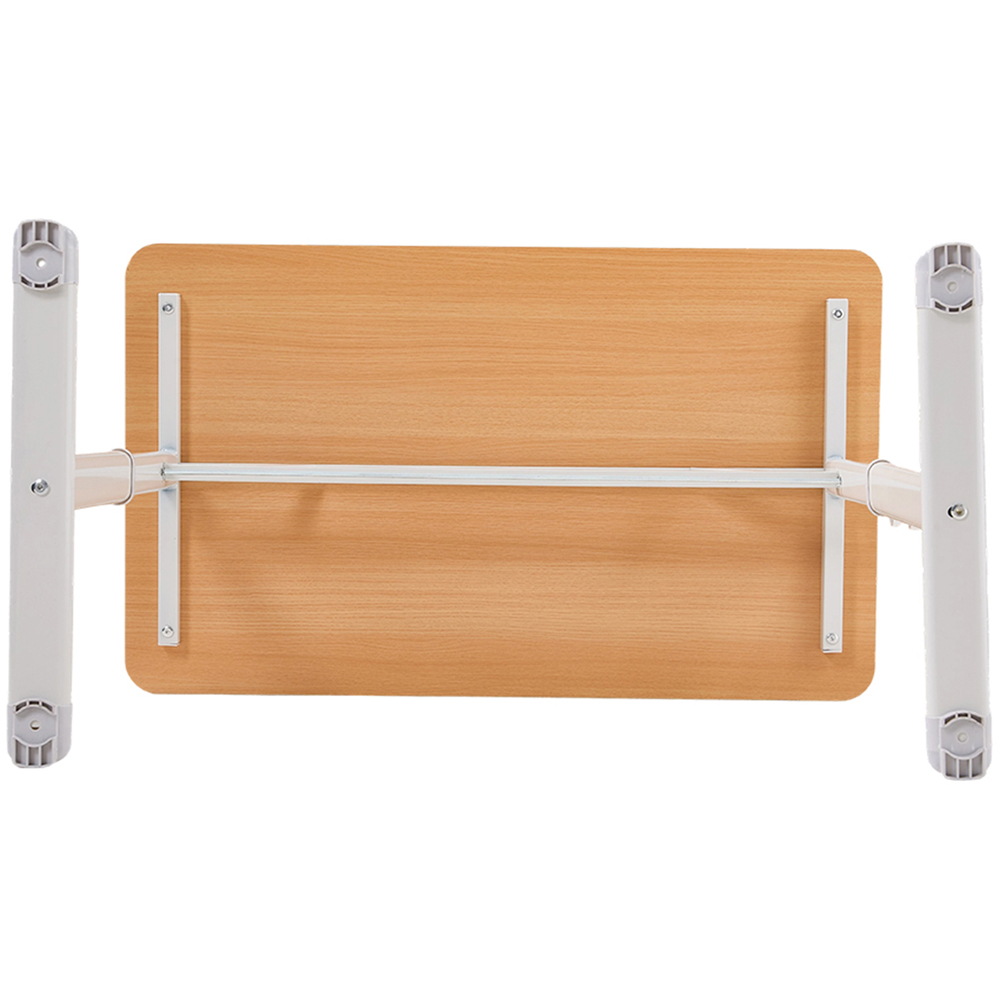 Living and Home Carbon Steel Frame Manual Height Adjustable Laptop Desk Natural and White Image 3
