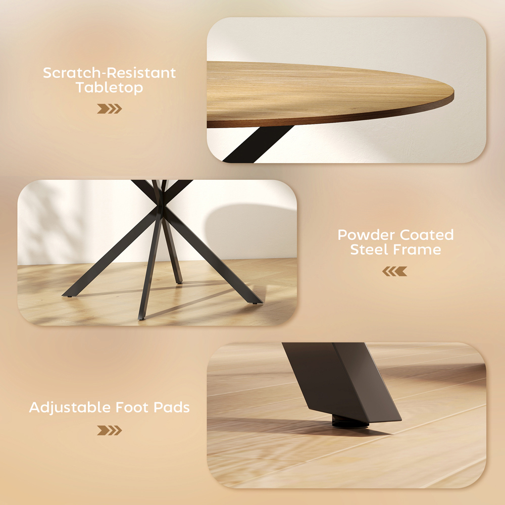Portland 4 Seater Industrial Dining Table Black and Woodgrain Effect Image 8