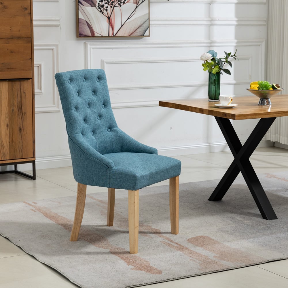 Artemis Home Ravenna Set of 2 Teal Fabric Dining Chair Image 3