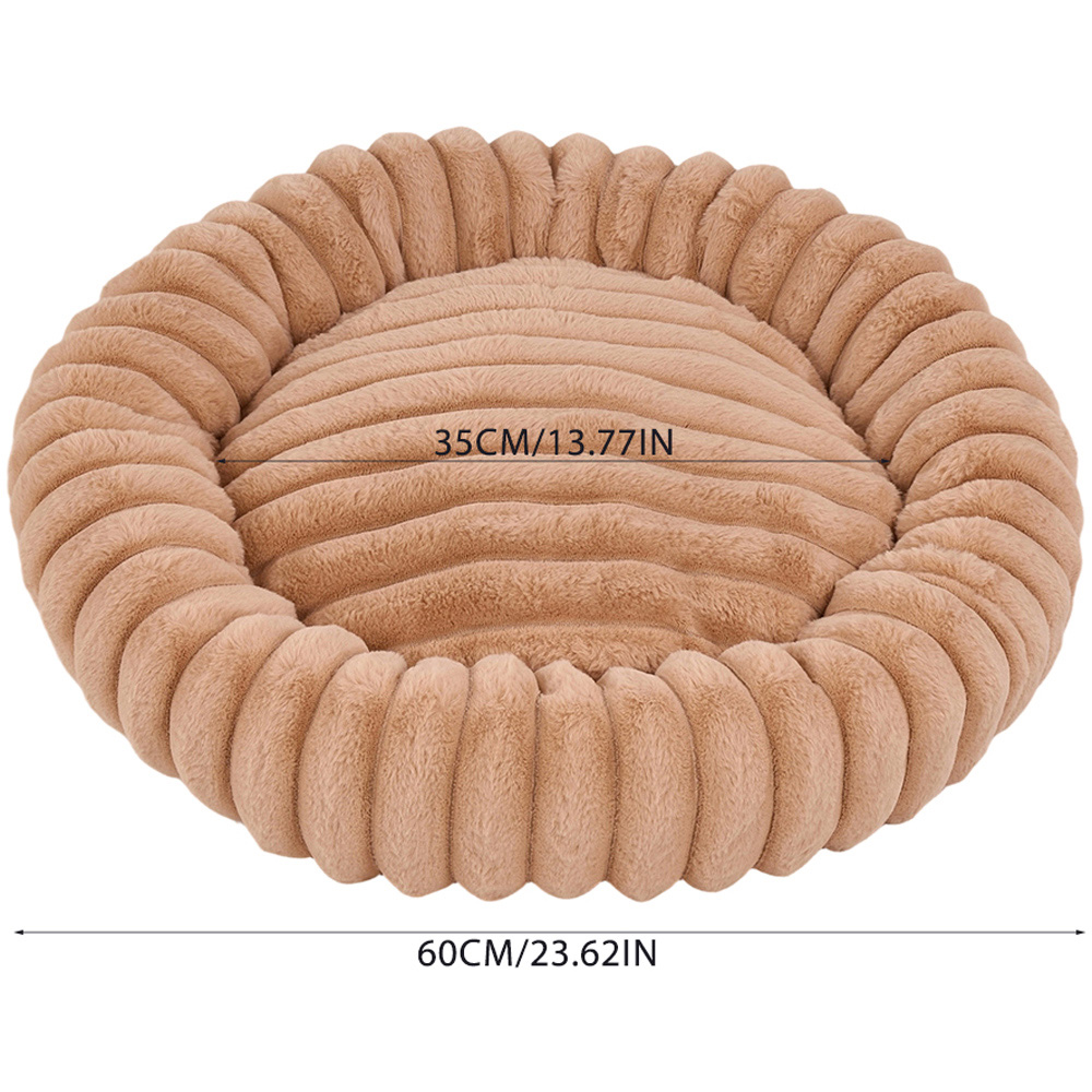 H&O Direct 60cm Khaki Round Soft Warm Pet Bed Image 6
