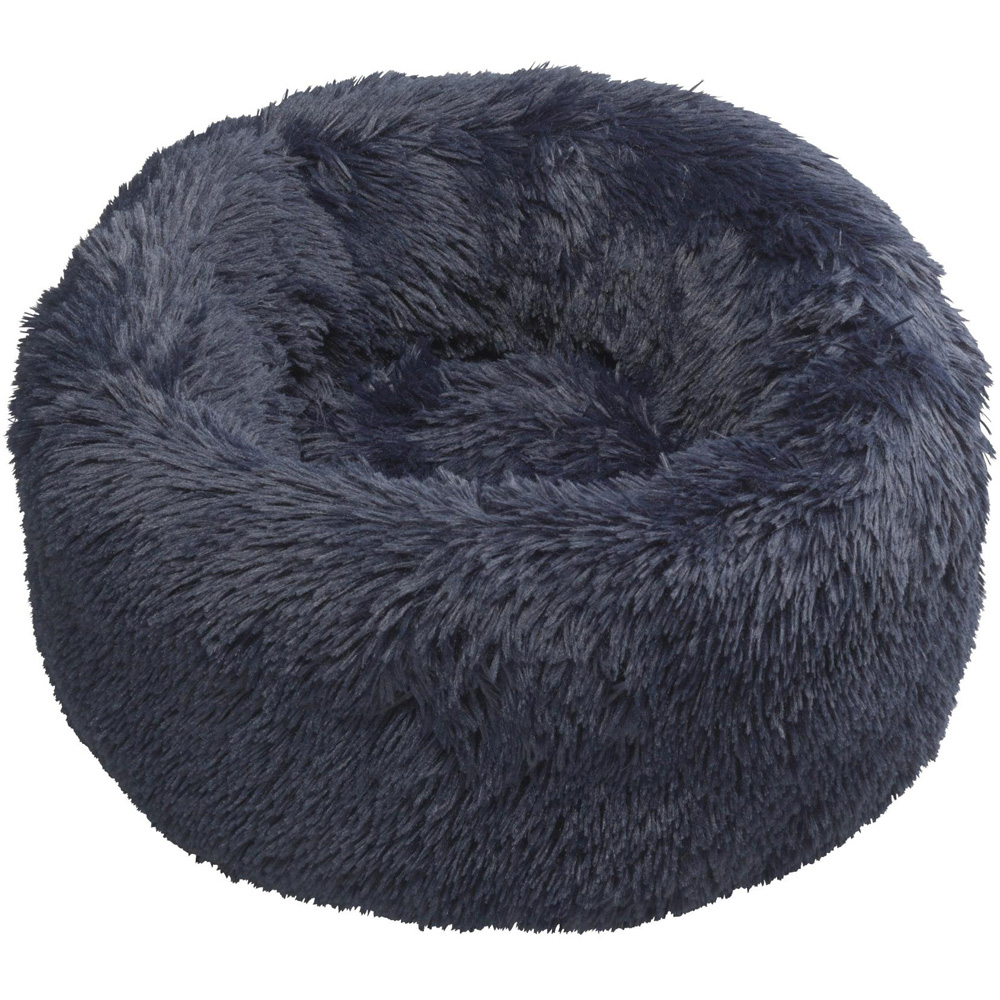 House of Paws Small and Medium Navy Faux Fur Donut Pet Bed Image 1