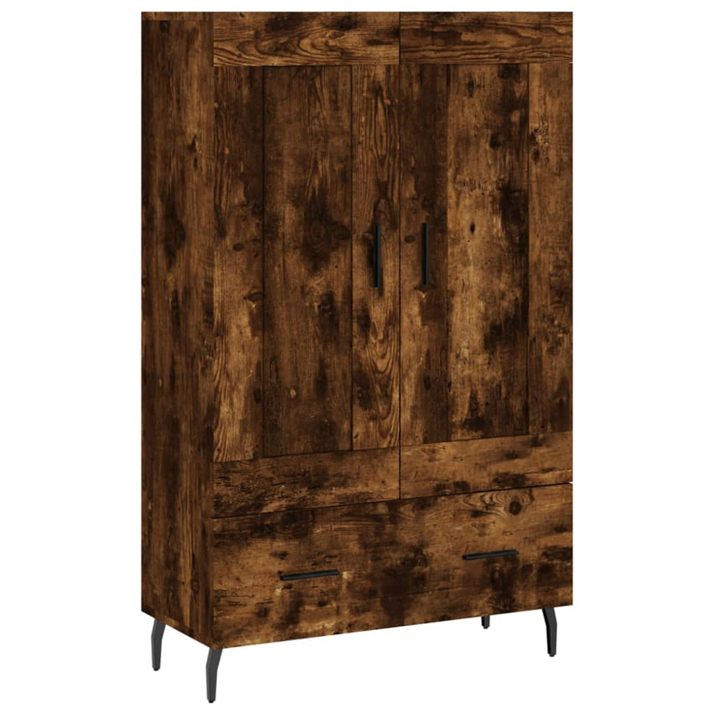 vidaXL 2 Door Single Drawer Smoked Oak Highboard Image 2