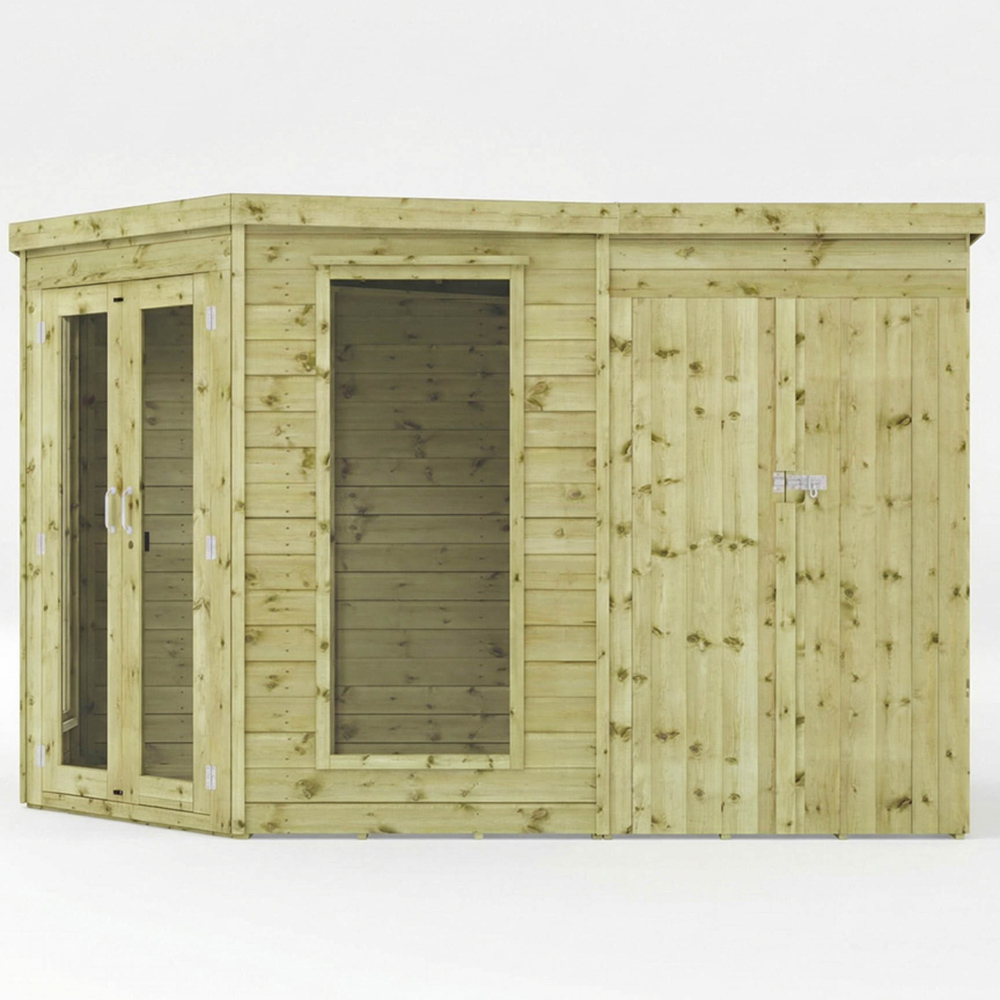 Mercia 7 x 7ft Double Door Shiplap Corner Summerhouse with Side Shed Image 3