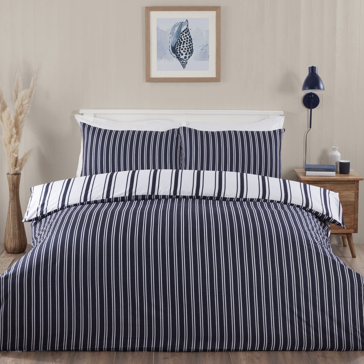 My Home Ocean Stripe Duvet Set - Navy Image 1