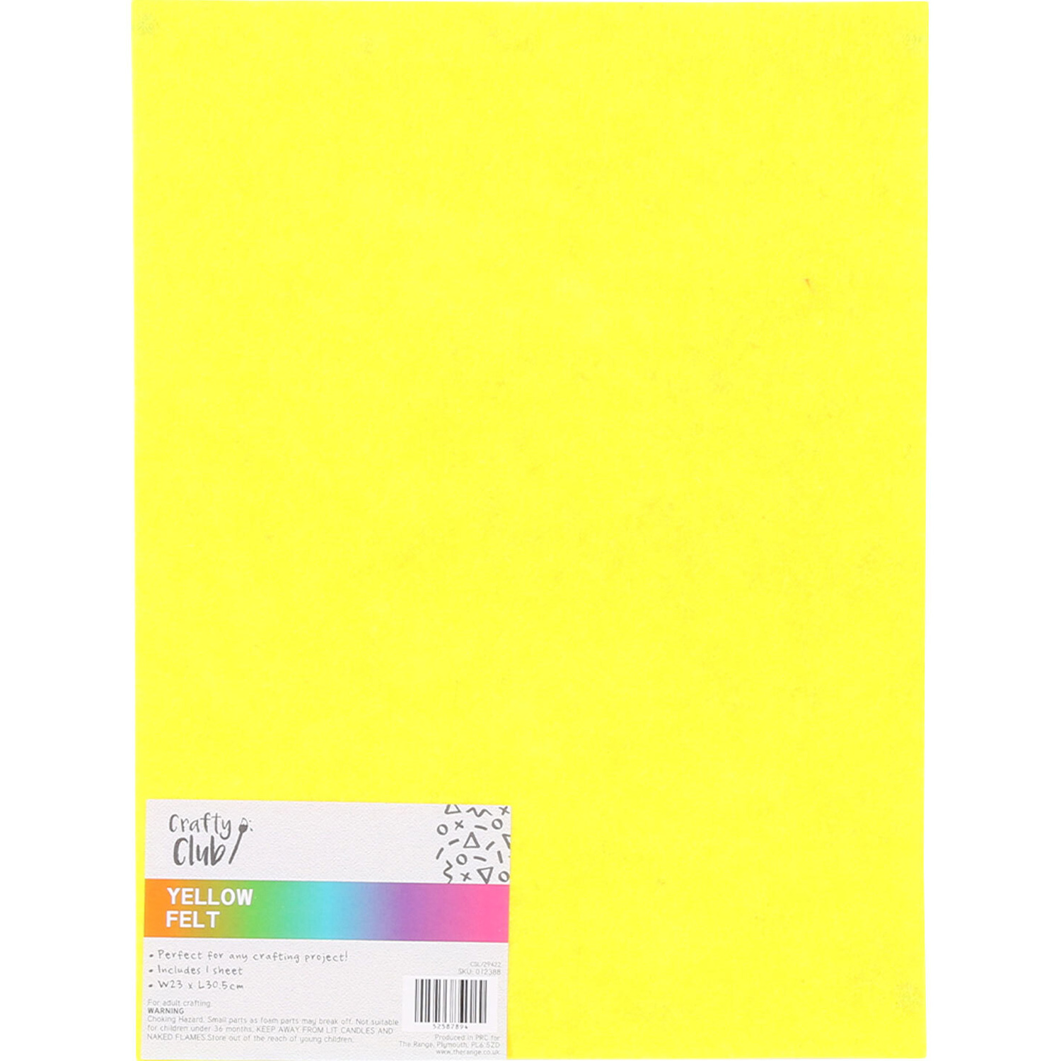 Crafty Club Felt Sheet - Yellow Image