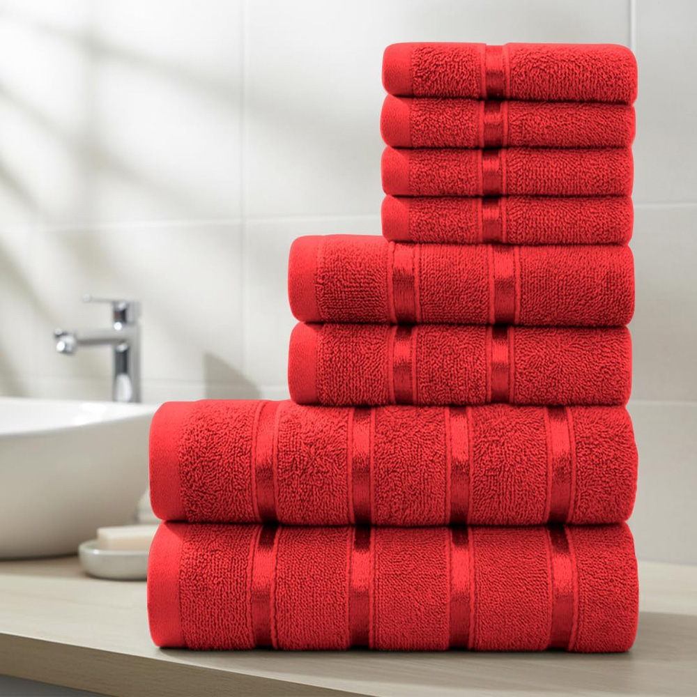 Smart Living Boston 8 Piece Red Towel Bale Set Image 2