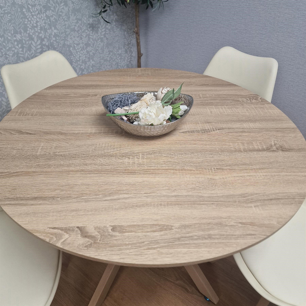 Kosy Koala 4 Seater Wood Effect Round Dining Set Cream Image 2