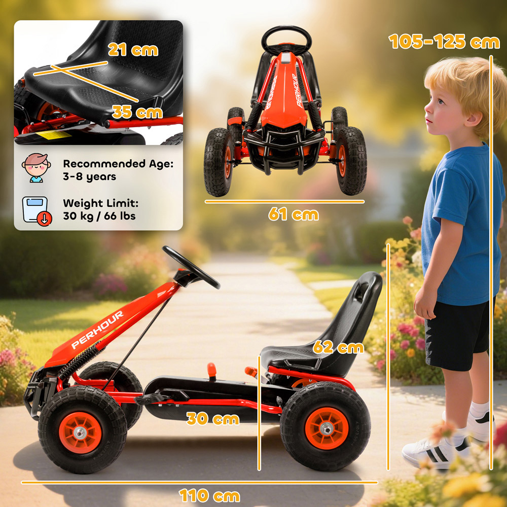 Tommy Toys AIYAPLAY Red Adjustable Seat Kids Pedal Go Kart with EVA Tyres Image 9