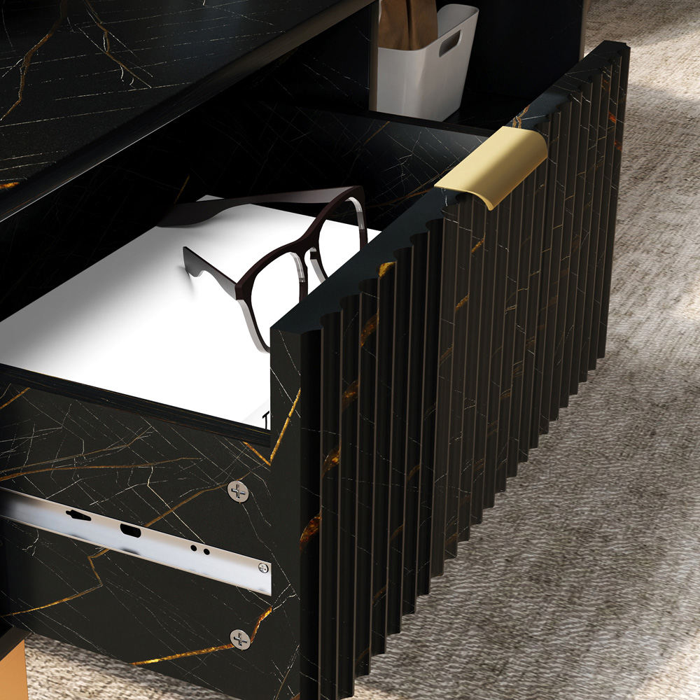 HOMCOM Single Drawer Black Coffee Table Image 4
