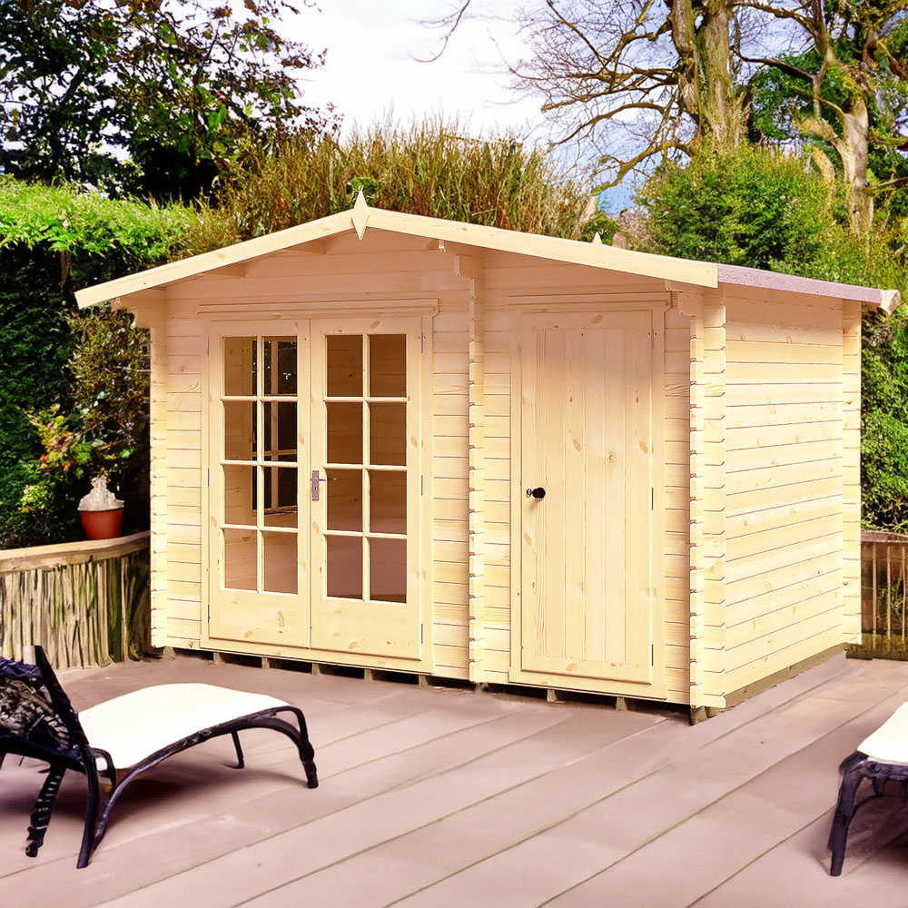 Shire Bourne 12 x 8ft Dual-Purpose Apex Garden Log Cabin with Integral Storage Image 2