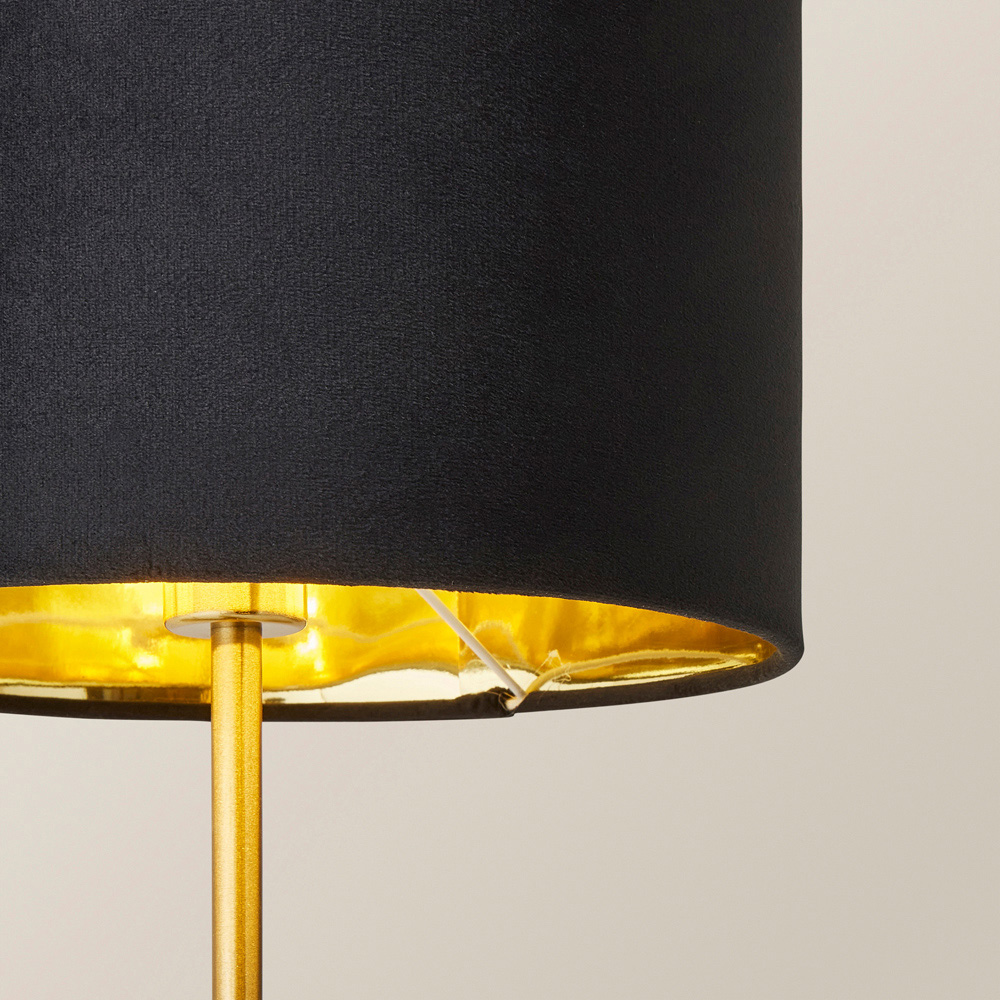 ValueLights Christina Black Velvet and Gold Palm Leaf Table Lamp with Bulb Image 3
