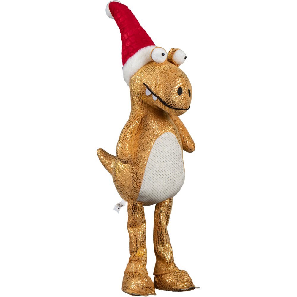 Samuel Alexander Standing Gold Plush Santa-Saurus Dino with Santa Hat Christmas Decoration 70cm Image 1