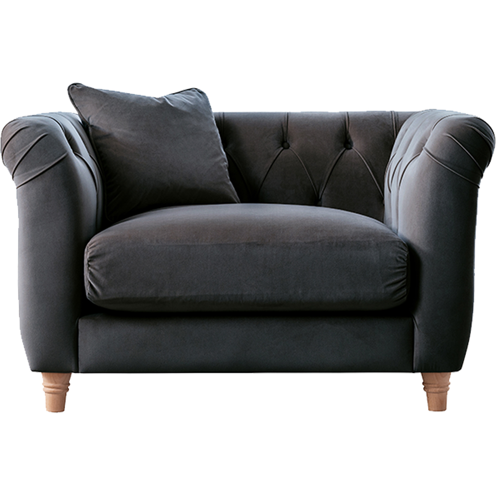 Elsie Chesterfield 6 Seater Midnight Blue Plush Velvet Sofa Suite Image 5