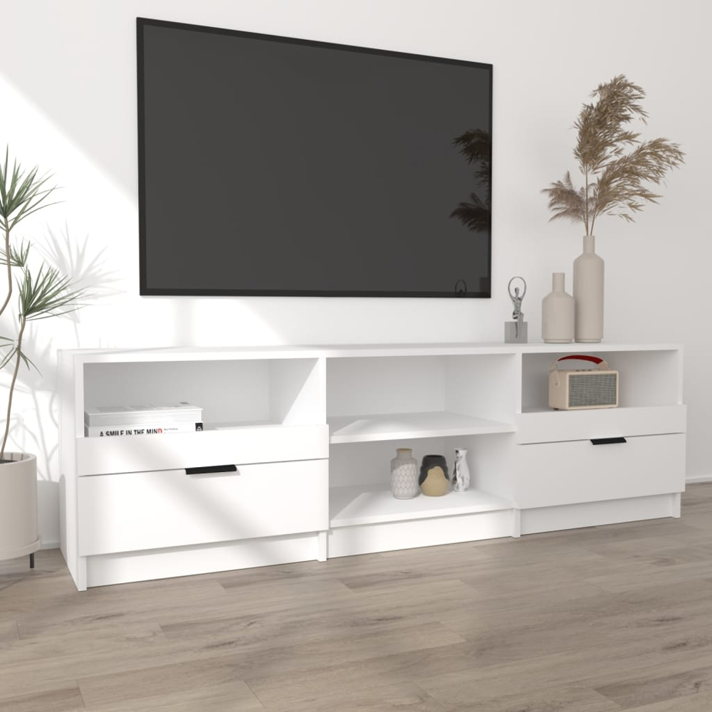 vidaXL 2 Drawer 4 Shelf White TV Cabinet Image 3