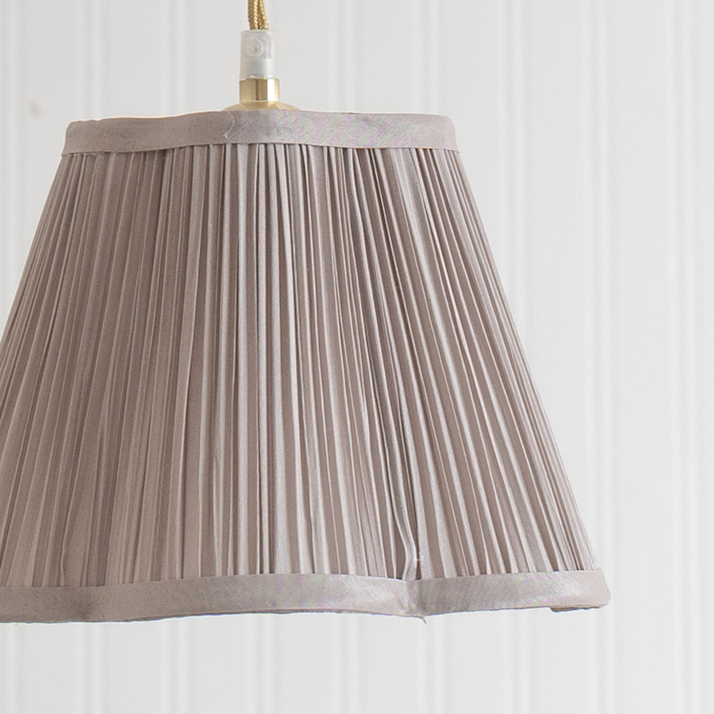 ValueLights Loralei Light Grey Small Pleated Faux Silk Scalloped Easy Fit Lamp Shade Image 3
