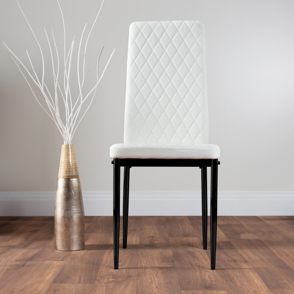 Furniturebox Arona Valera Glass 4 Seater Round Dining Set Black and White Image 4