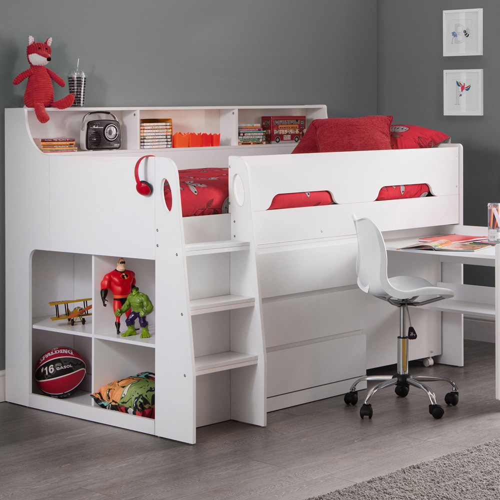Julian Bowen Jupiter White Mid Sleeper with Storage Image 1