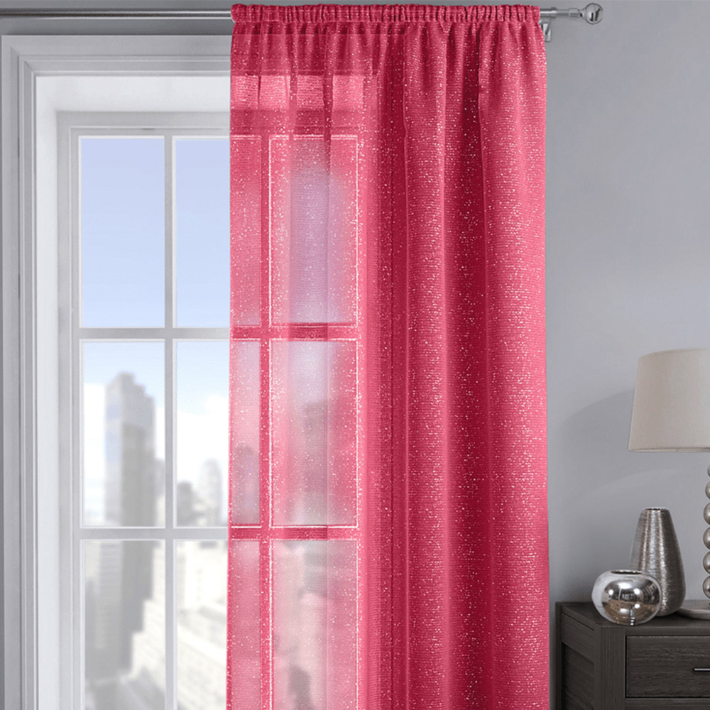 Velosso Alessandria Red Slot Top Voile Panel Curtain 137 x 137cm Image 2
