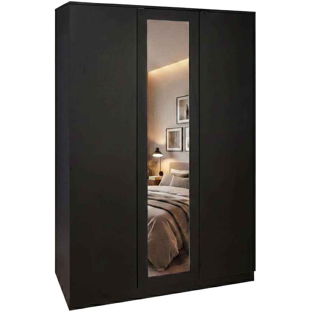 VIDA DESIGNS Denver 3 Door Black Mirrored Wardrobe Image 2