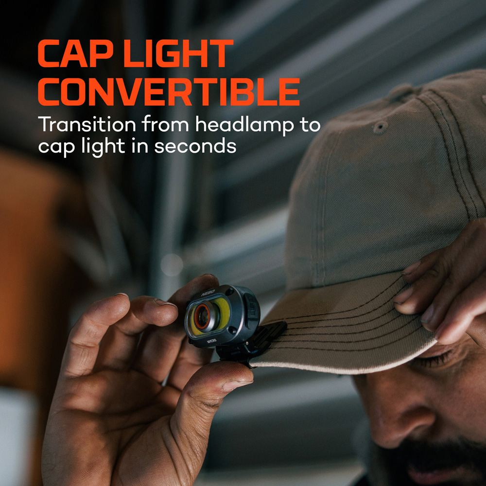 Nebo Mycro 550+ 2-in-1 550 Lumens Grey Rechargeable Detachable Headlamp and Cap Light Image 4