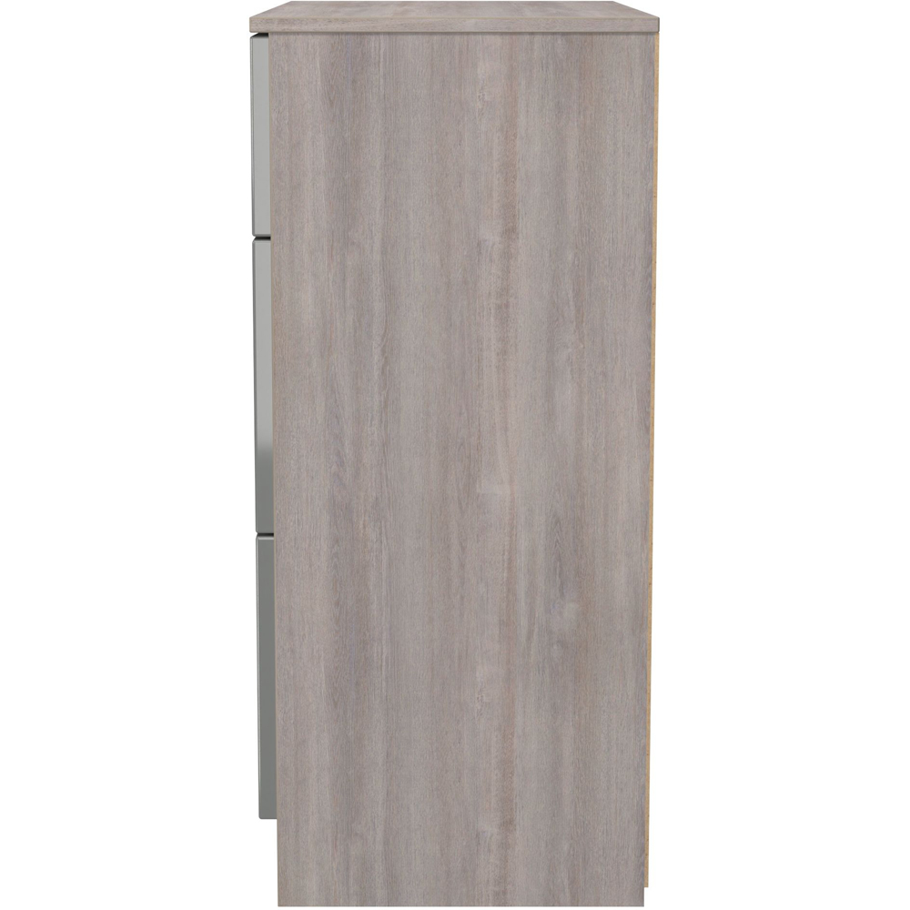Crowndale Milan 3 Drawer Grey Gloss and Grey Oak Deep Chest of Drawers Ready Assembled Image 3