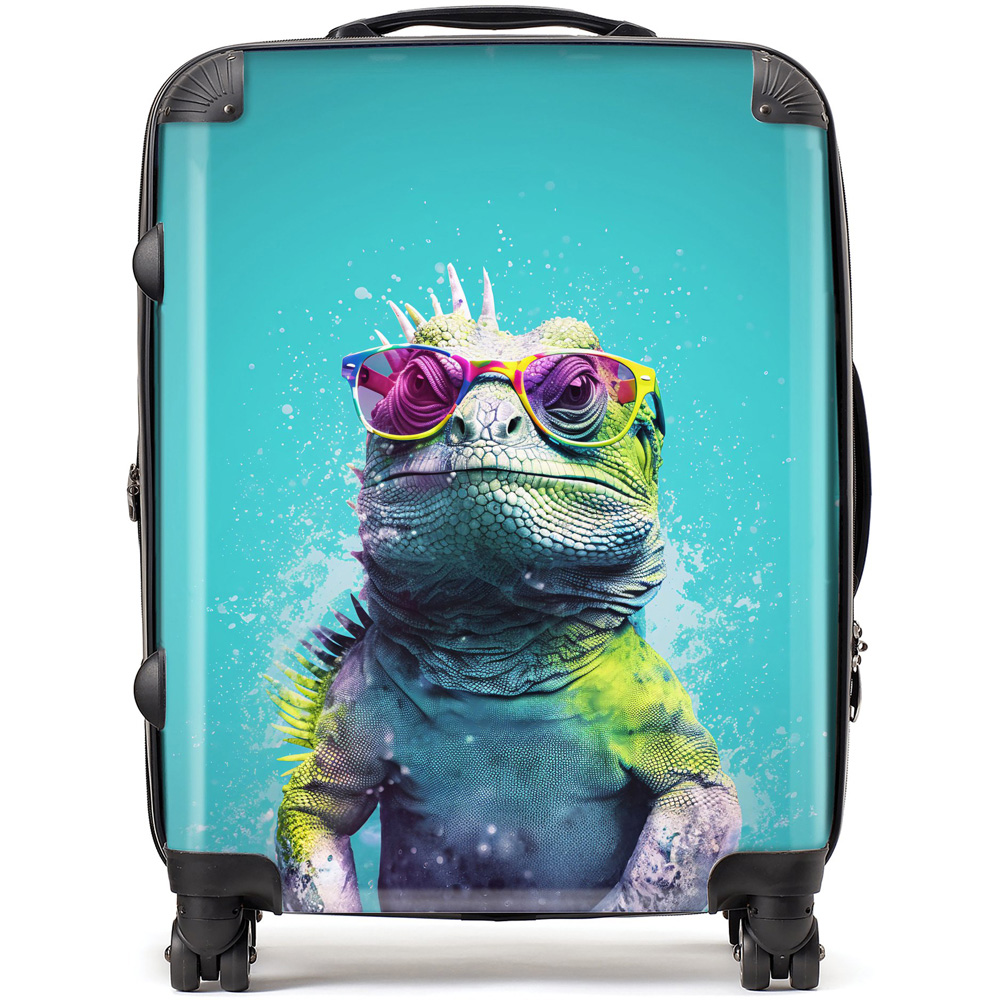 Warren Reed Designer Large Inquisitive Splashart Iguana Suitcase Image 1