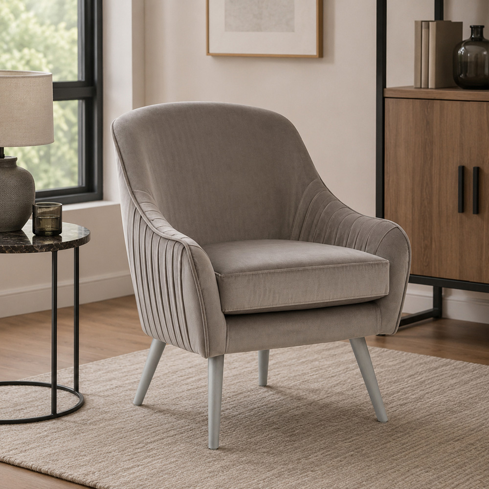 Premier Housewares Louxor Grey Velvet Chair Image 5