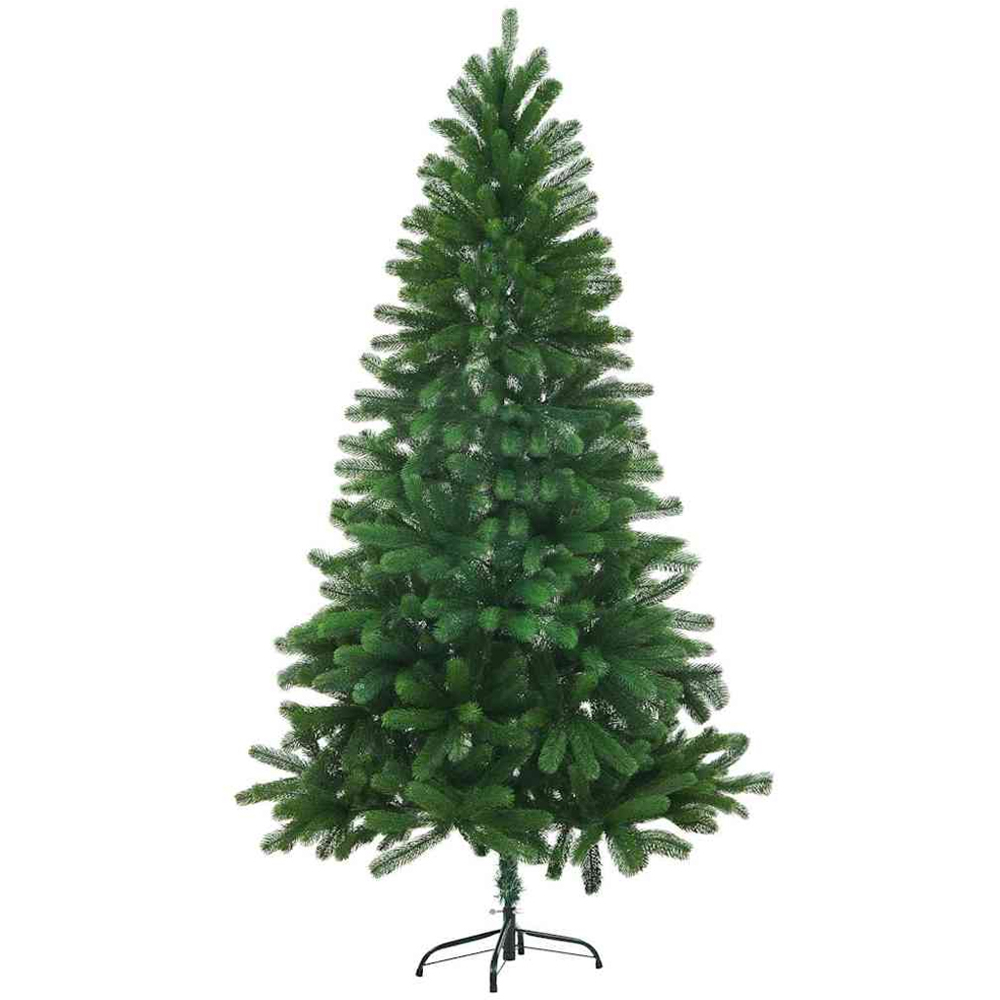 vidaXL Pre-Lit Silver Baubles Green Artificial Christmas Tree 5ft Image 5