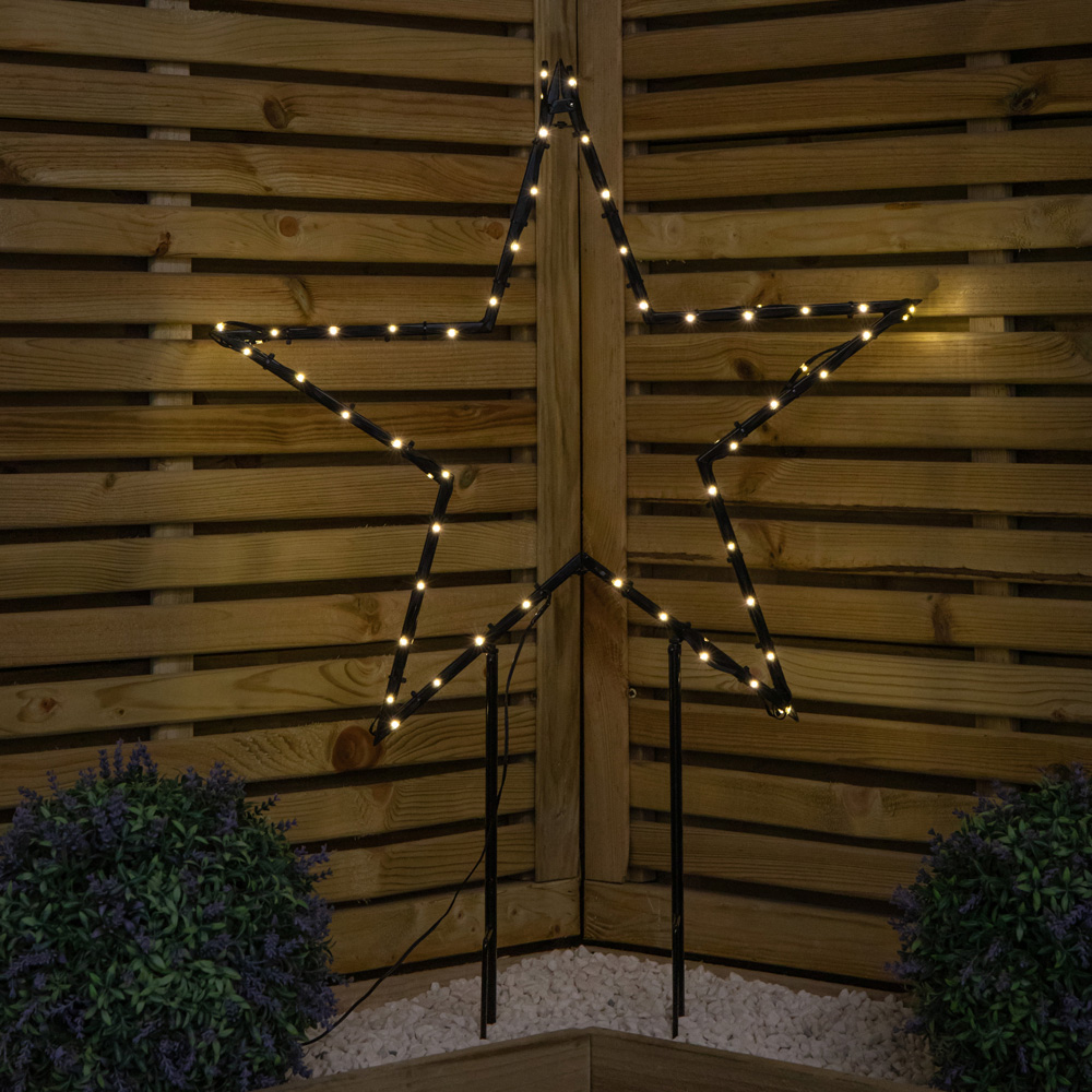 Samuel Alexander 92 Warm White LED Dewdrop Metal Christmas Star with Garden Stake 60cm Image 3