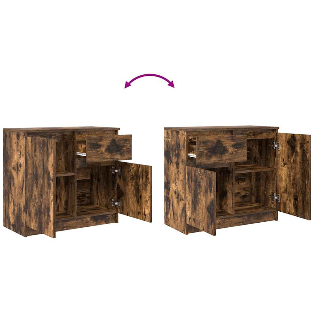 vidaXL 2 Door Single Drawer Smoked Oak Sideboard Image 9