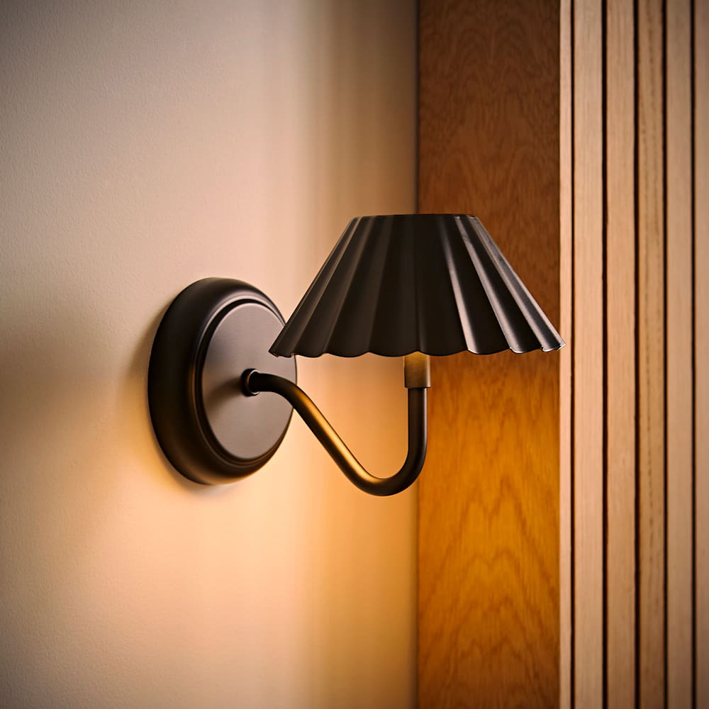 ValueLights Avery Black LED 6000K Dimmable Plated Wall Light with Shade 3W Image 2