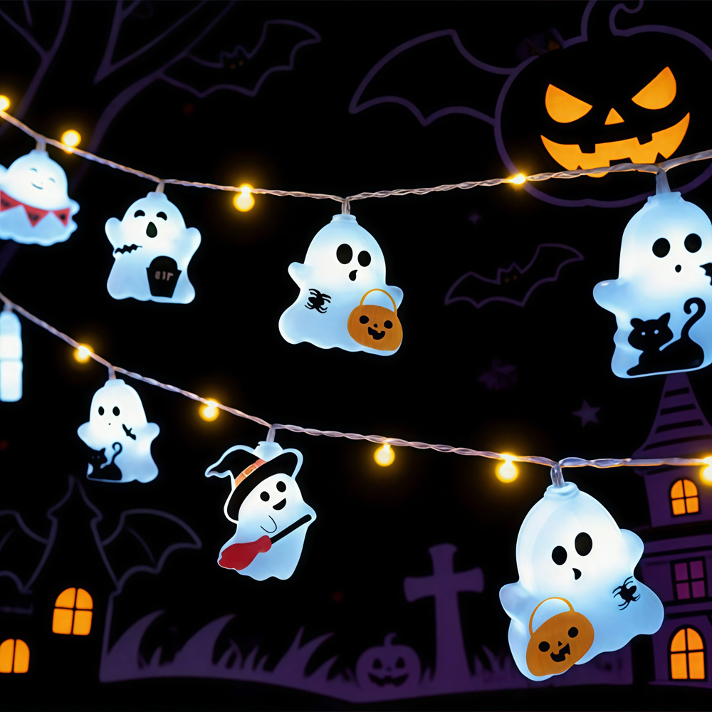 Lovii 20 White LED Assorted Ghost Halloween String Light 3m Image 2