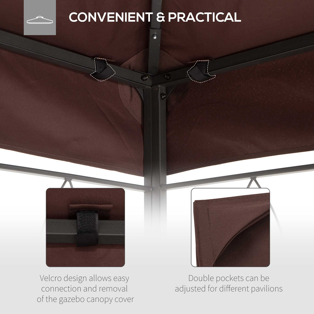 Outsunny 3 x 4m 2 Roof Brown Gazebo Canopy Replacement Image 5