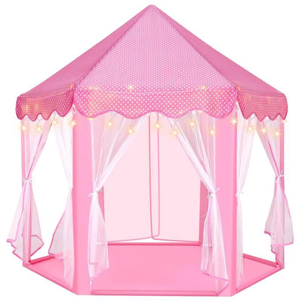 Dyzi Kids Pink Fairy Princess Hexagon Playhouse Tent with LED Image 1