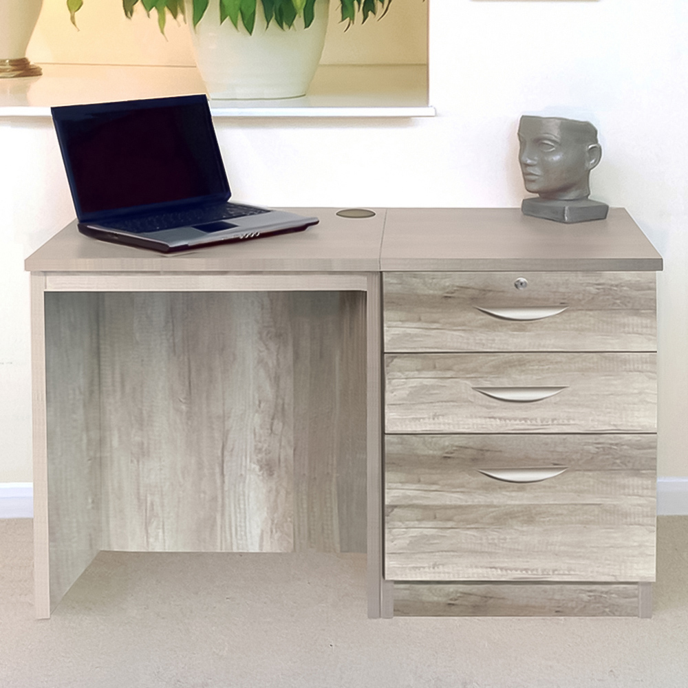 R White Cabinets 2 Drawer Single Cabinet Grey Set-02 Desk Image 1