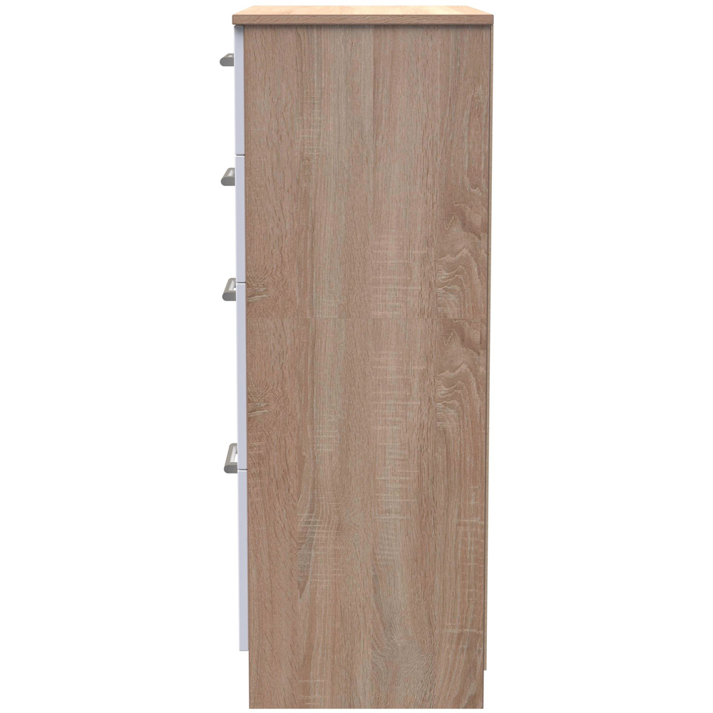 Crowndale Devon 4 Drawer White Matt and Bardolino Oak Deep Chest of Drawers Ready Assembled Image 4