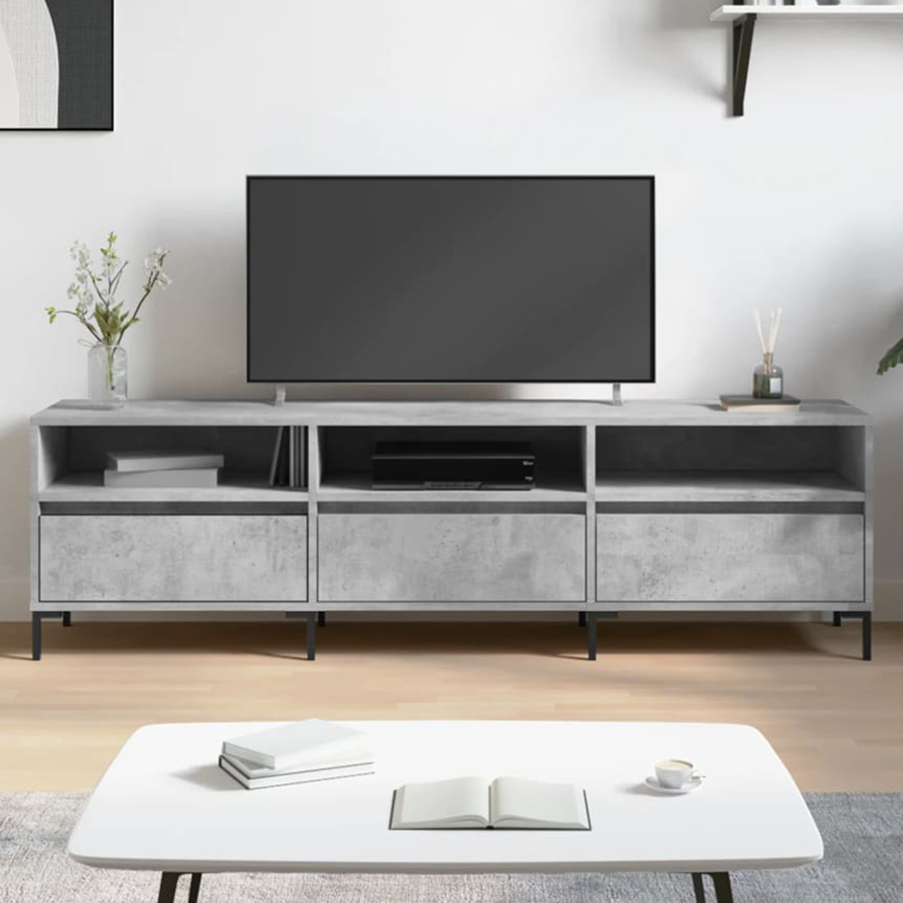 vidaXL 3 Drawer 3 Shelf Concrete Grey TV Cabinet Image 1