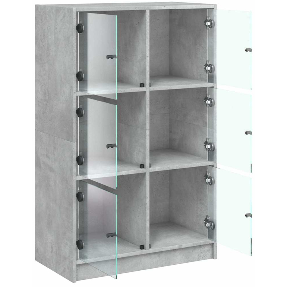 vidaXL 2 Glass Door 6 Shelf Concrete Grey Highboard Image 6