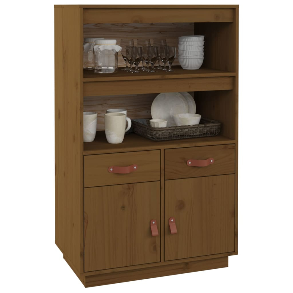 vidaXL 2 Door 2 Drawer 2 Shelf Honey Brown Highboard Image 3