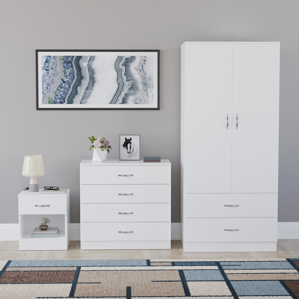 VIDA DESIGNS Riano White 3 Piece Bedroom Furniture Set Image 2