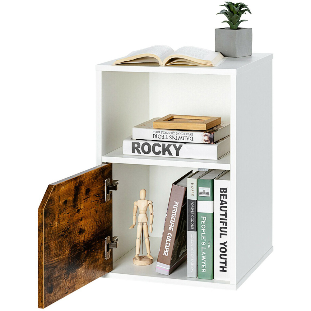 Costway Single Door Single Shelf White Wooden Bedside Table Set of 2 Image 5