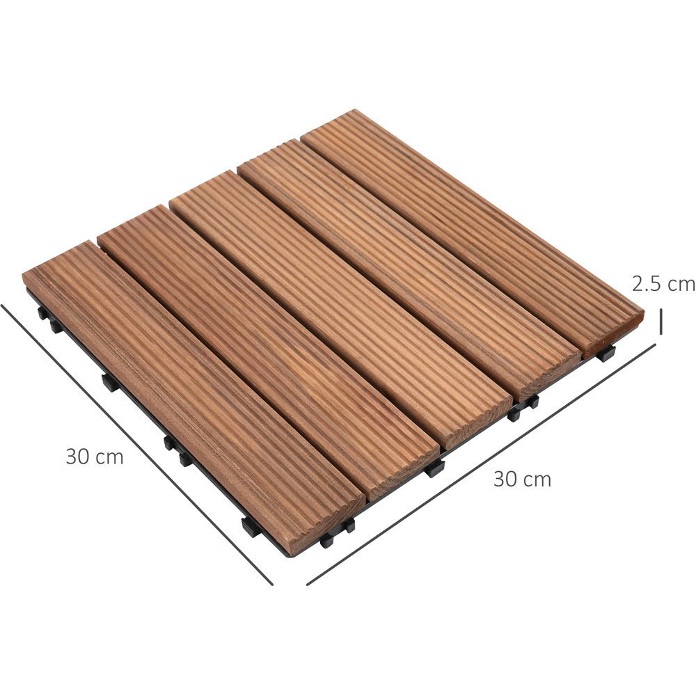 Outsunny Brown Solid Wood Interlocking Deck Tiles 30 x 30cm 27 Pack Image 7